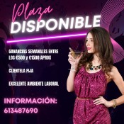 PLAZAS DISPONIBLES , PLAZA DISPONIBLE PARA CHICAS EXCELENTES INGRESOS